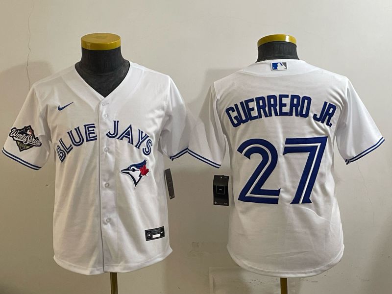 Youth 2025 Nike Toronto Blue Jays #27 Guerrero jr White Game MLB Jersey 02